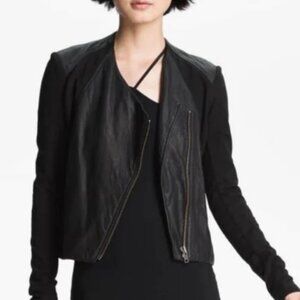 Helmut Lang Black Leather & Knit Mixed-Media Jacket